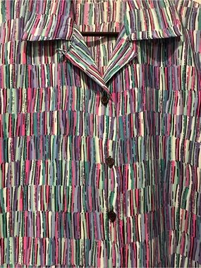 Vintage 80s Notations Multicolor Striped Button-Down Shirt